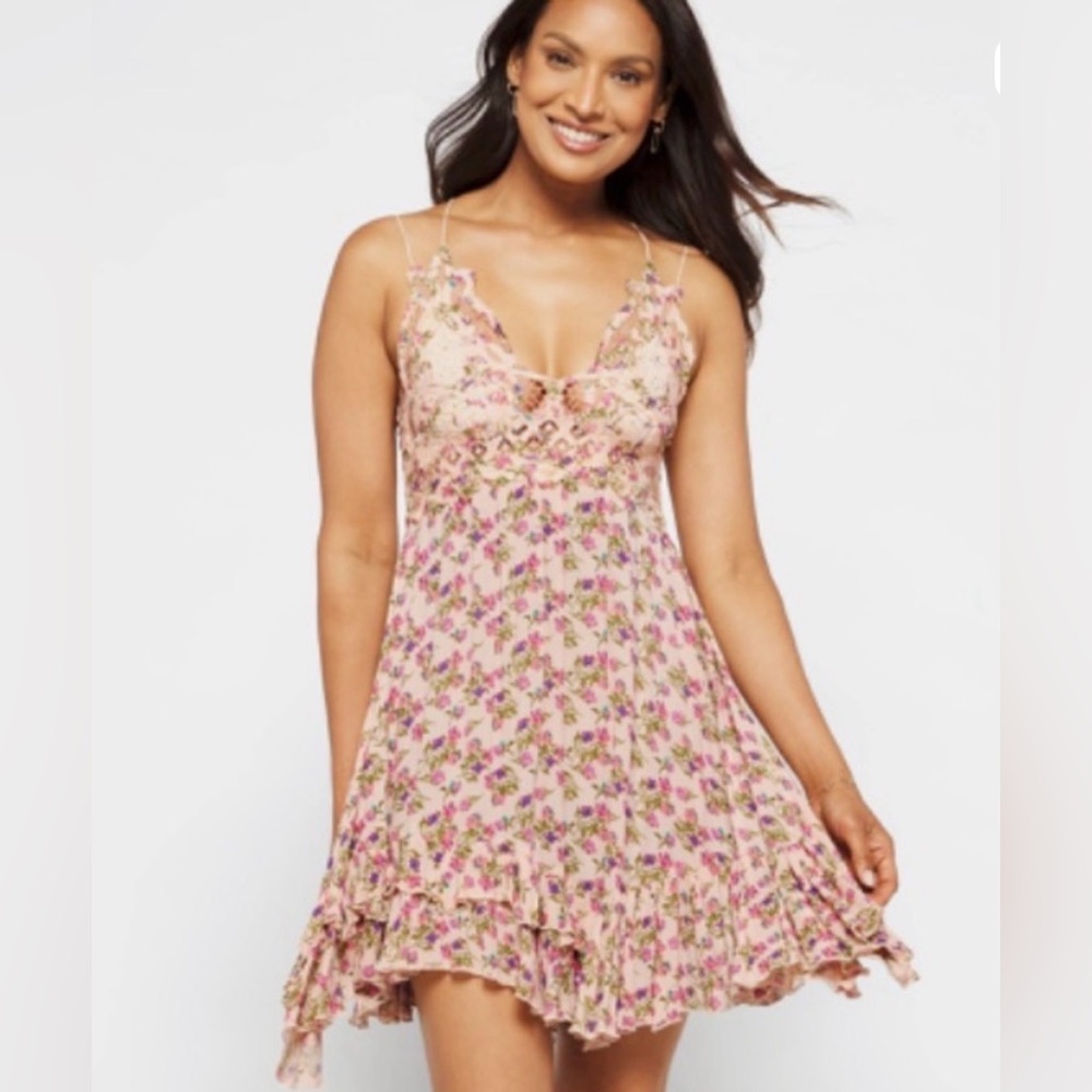 Free People Adella Mini slip  Floral Print Women's Dress